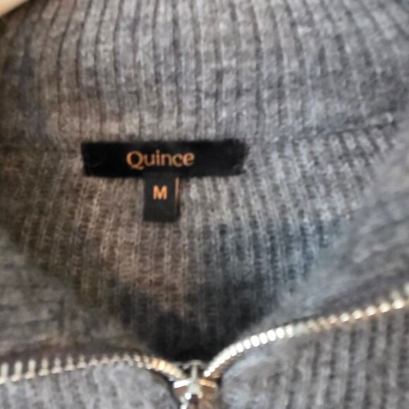 Quince Womens 1/4 Zip Wool Alpaca Blend Sweater Size Medium Gray - Picture 3 of 4